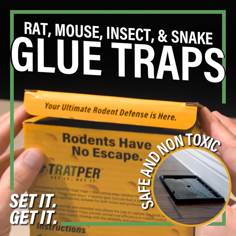 TRATPER Glue Traps for Mice,Rat,Mouse,Snake,Lizard,Insect. 10 Pack. Extra Strength,Pre-Baited Adhesive.Heavy Duty Plastic Tray.Non-Toxic,Chemical-Free Pest Control for Home. 10Pack - Image 5